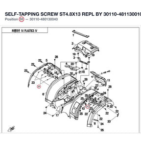 SELF-TAPPING SCREW ST4.8X13 REPL BY 30110-481130010 product image
