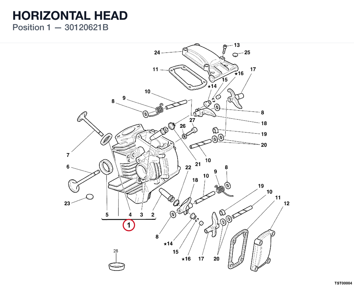 HORIZONTAL HEAD 30120621B diagram position