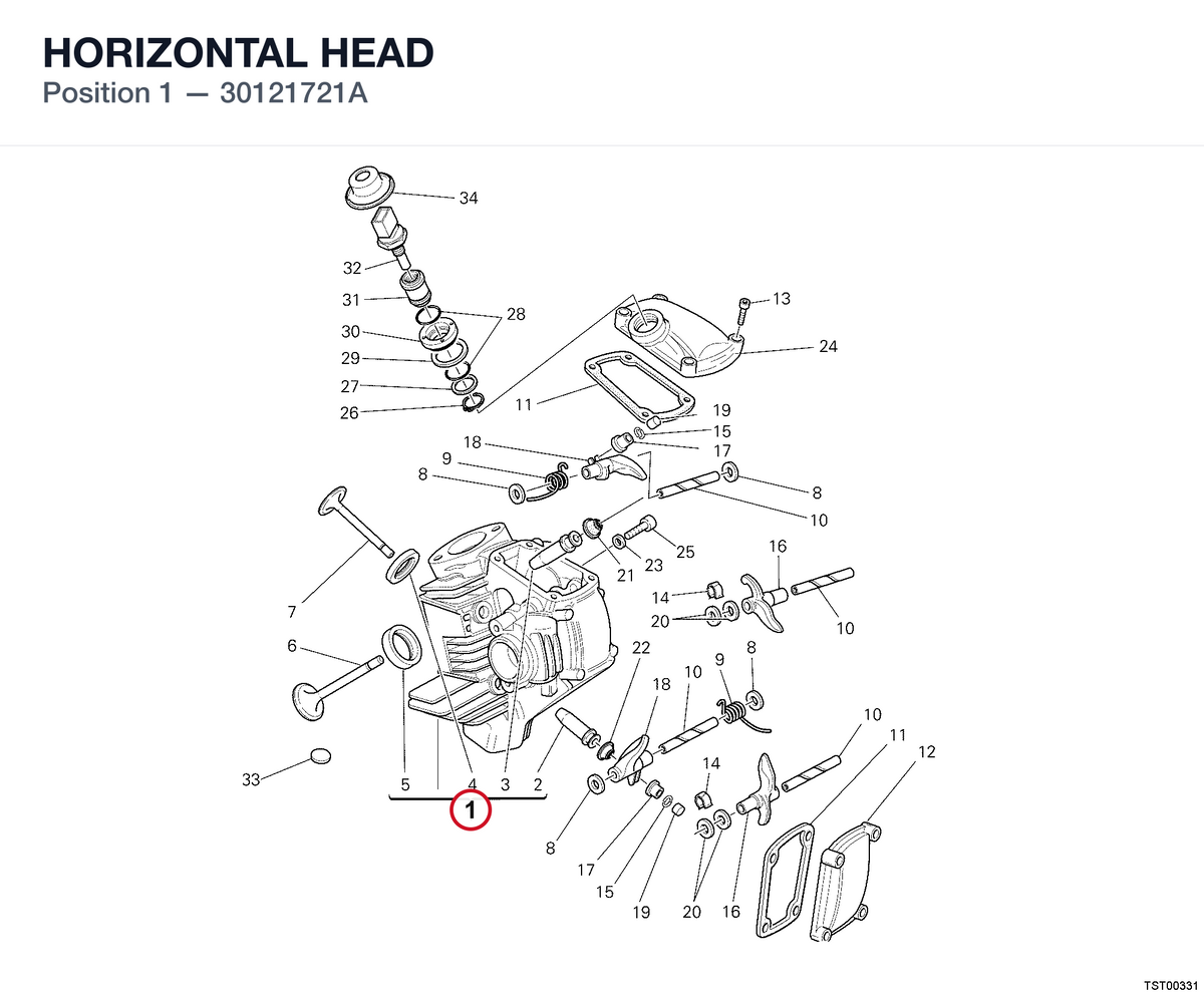 HORIZONTAL HEAD 30121721A diagram position