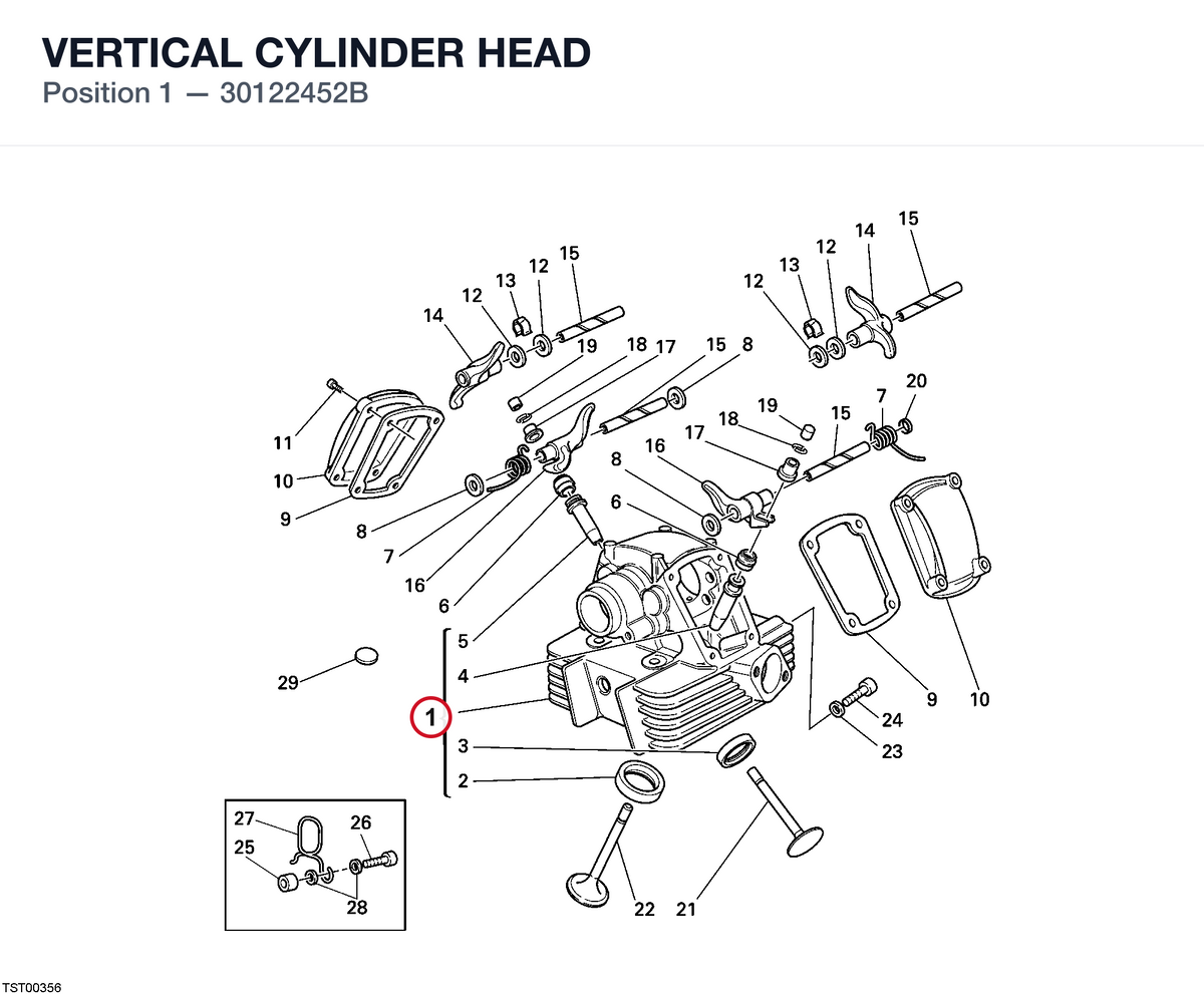 VERTICAL CYLINDER HEAD 30122452B diagram position