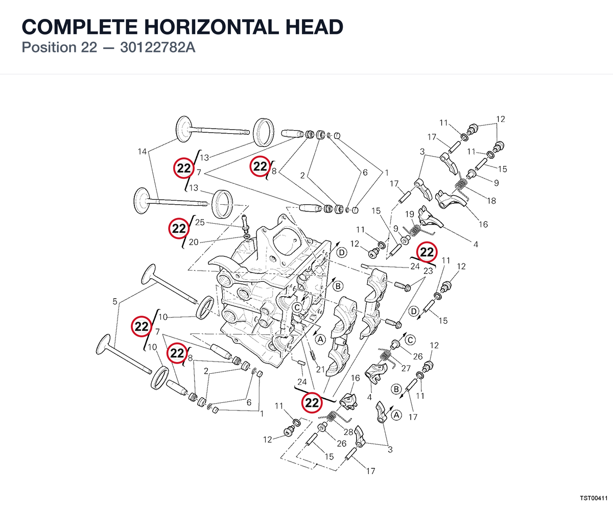 COMPLETE HORIZONTAL HEAD 30122782A diagram position