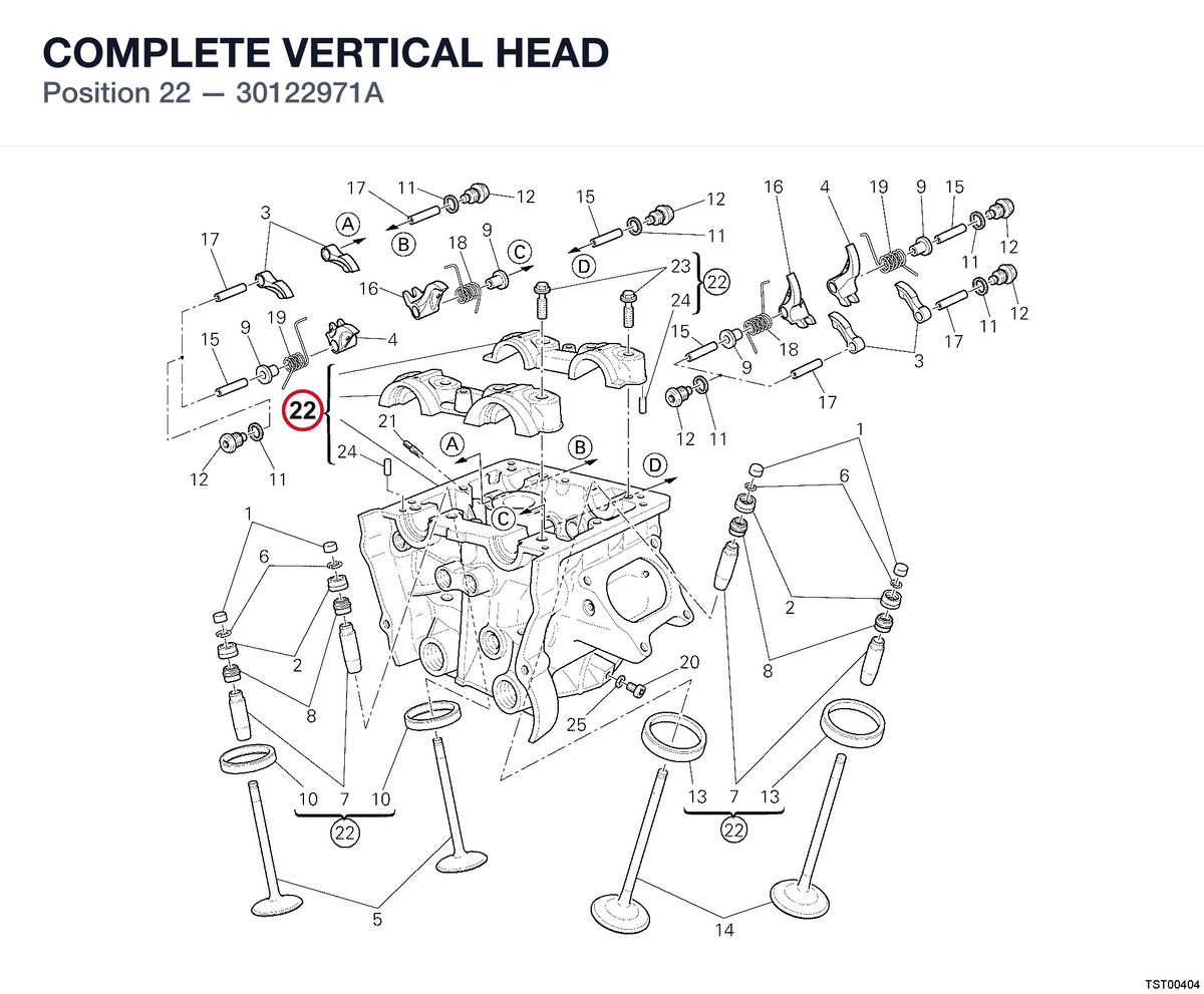COMPLETE VERTICAL HEAD 30122971A diagram position