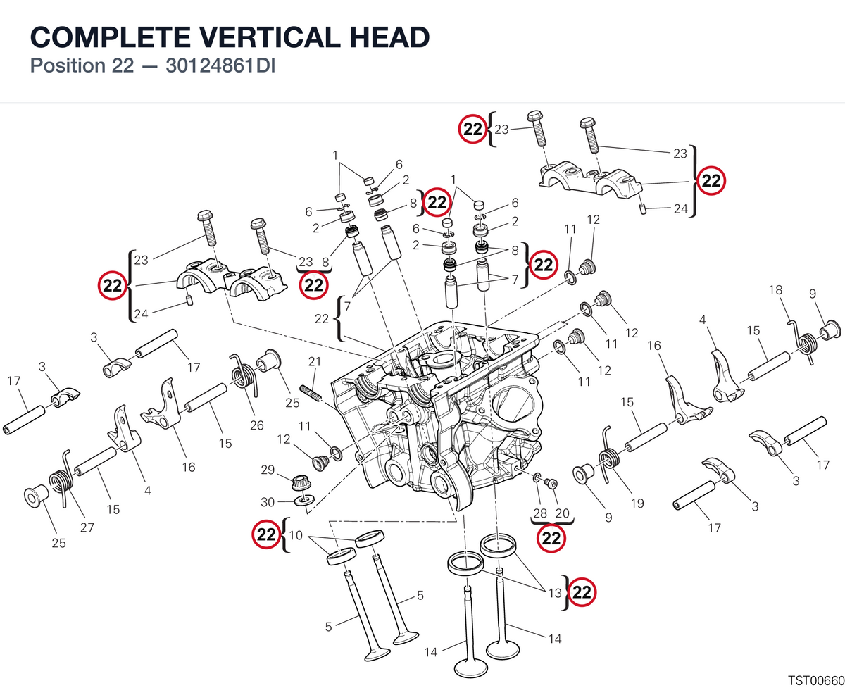 COMPLETE VERTICAL HEAD 30124861DI diagram position