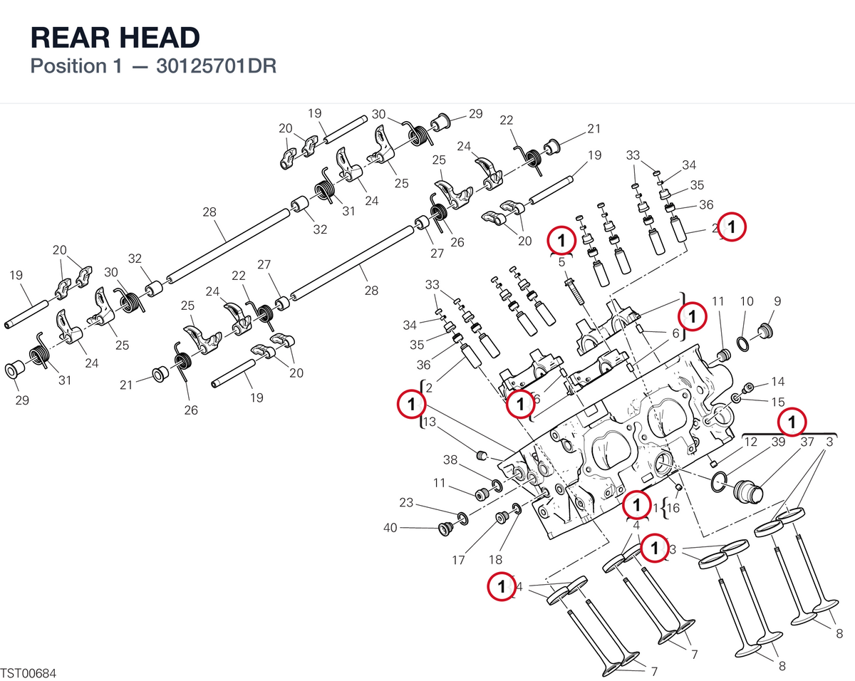 REAR HEAD 30125701DR diagram position