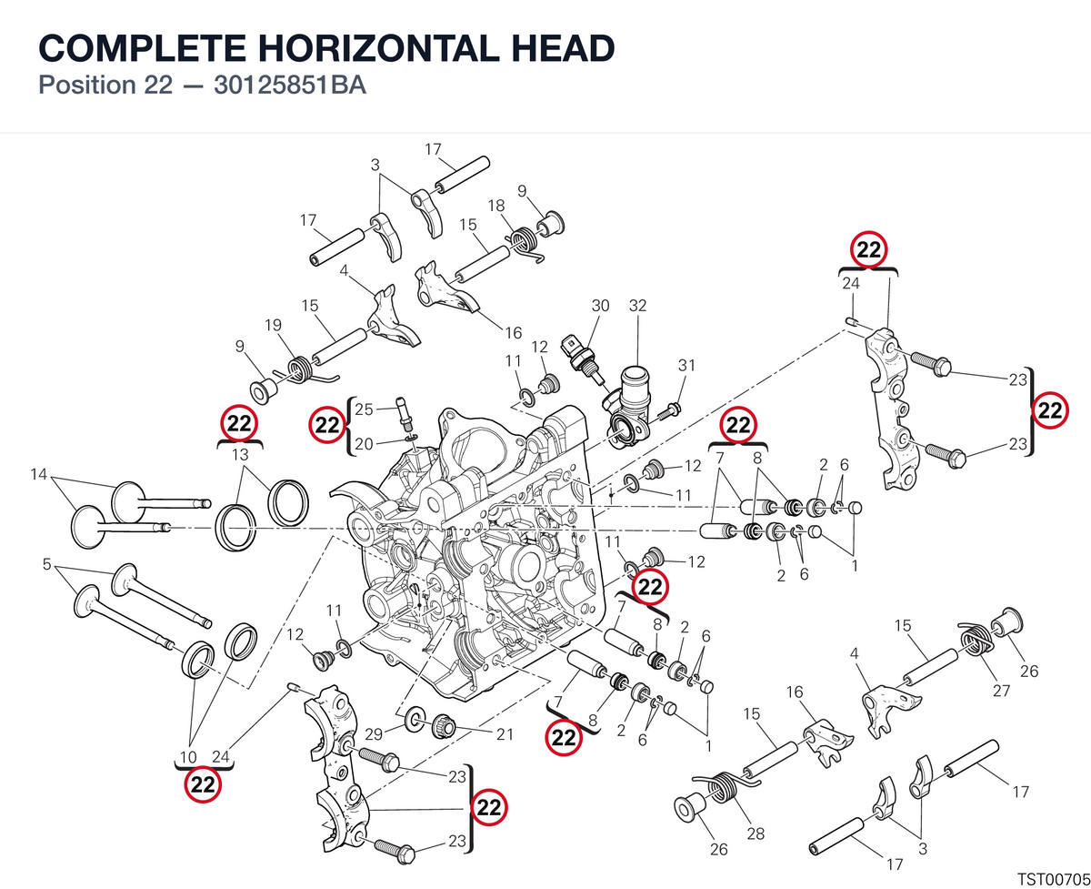 COMPLETE HORIZONTAL HEAD 30125851BA diagram position
