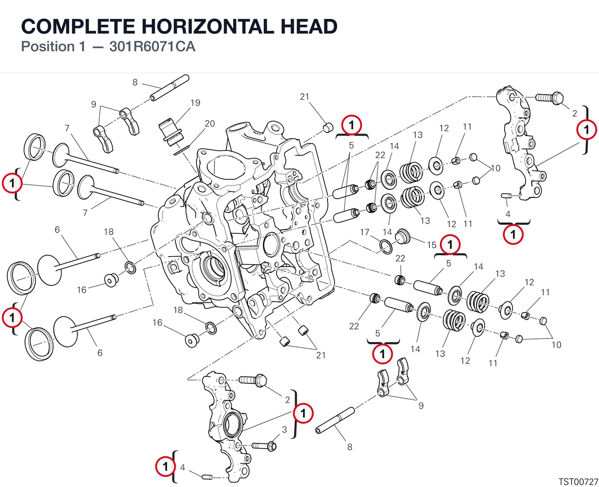 COMPLETE HORIZONTAL HEAD 301R6071CA diagram position