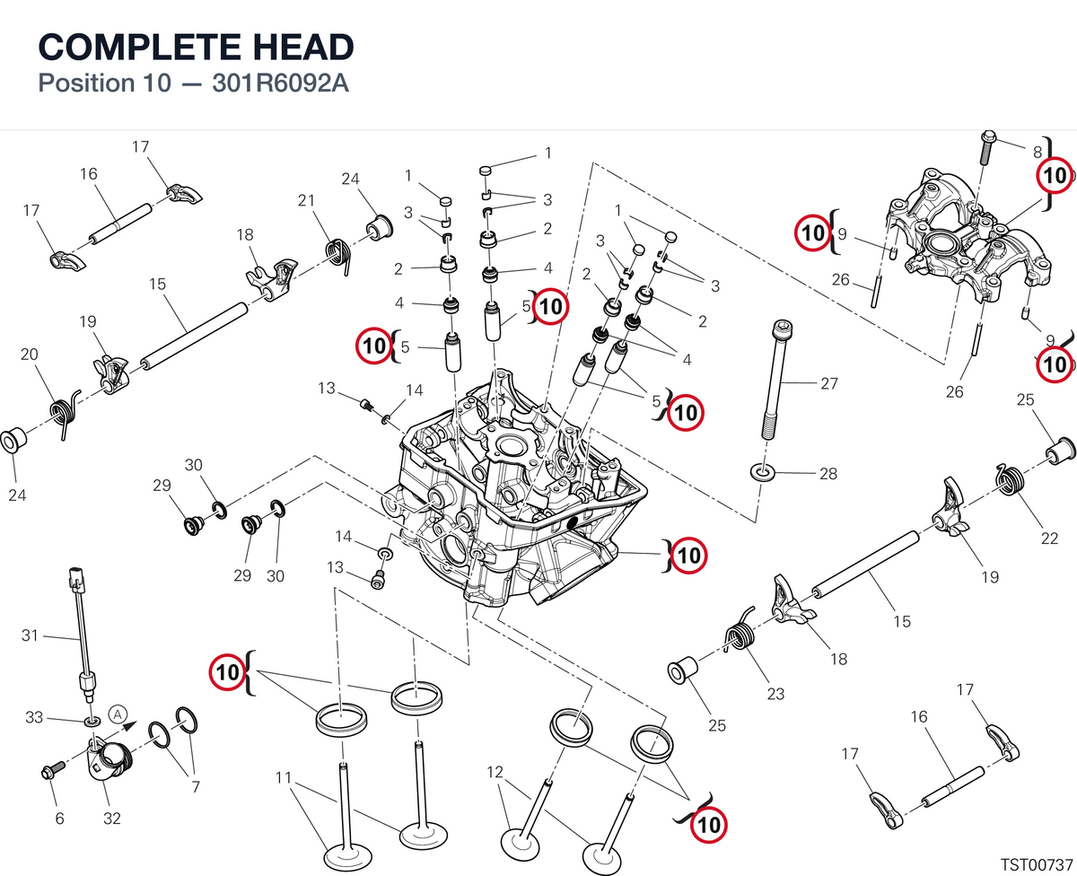 COMPLETE HEAD 301R6092A diagram position