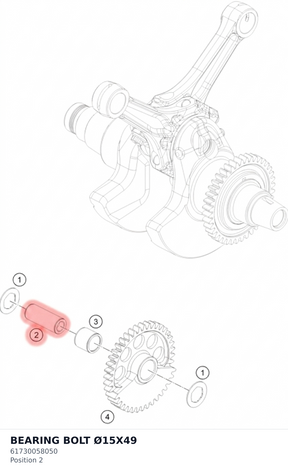Diagram preview: BEARING BOLT Ø15X49 (61730058050)