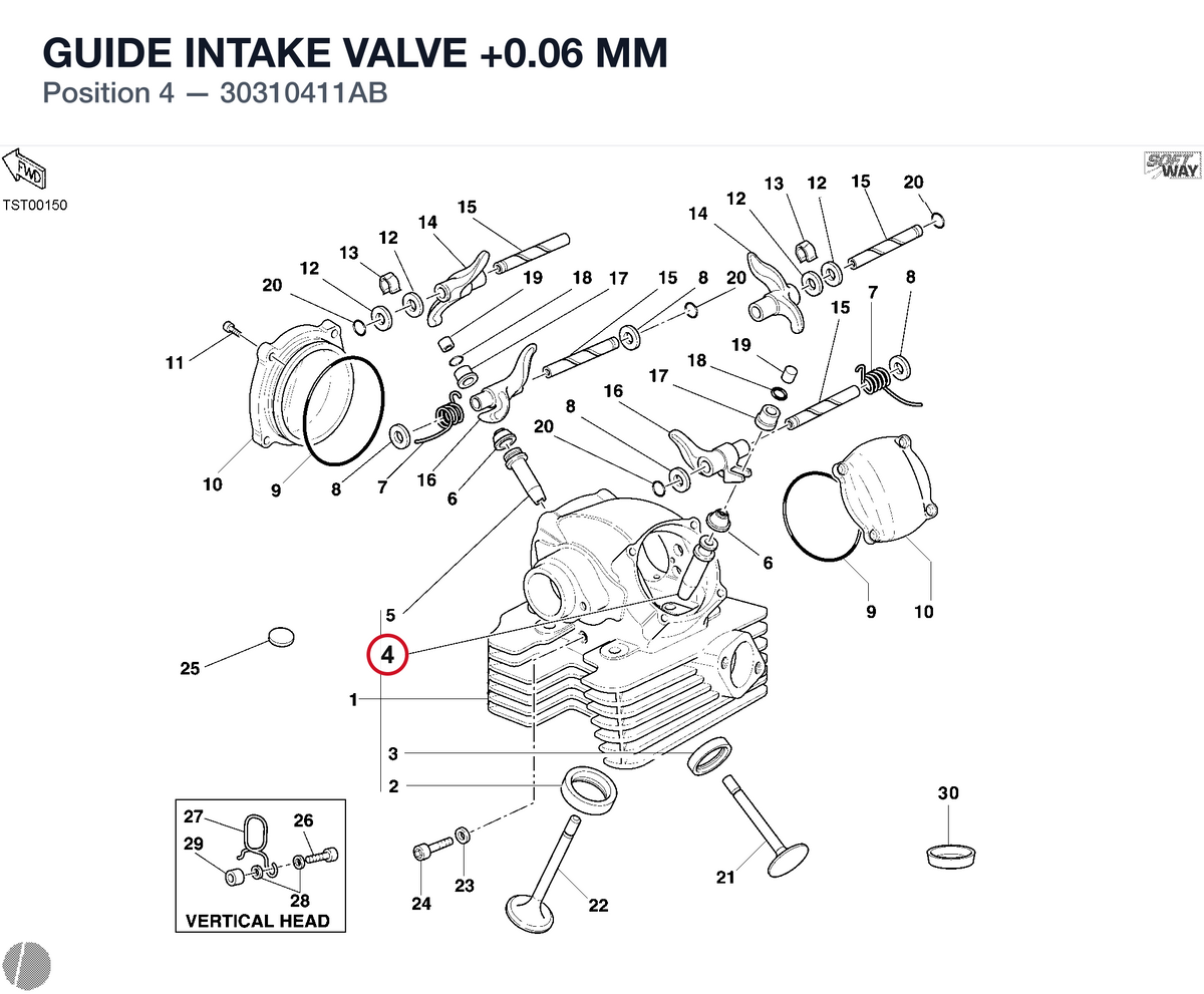 GUIDE INTAKE VALVE +0.06 MM 30310411AB diagram position