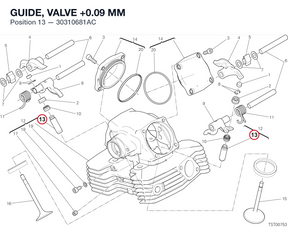 GUIDE, VALVE +0.09 MM 30310681AC diagram position