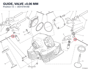 GUIDE, VALVE +0.06 MM 30310781AB diagram position