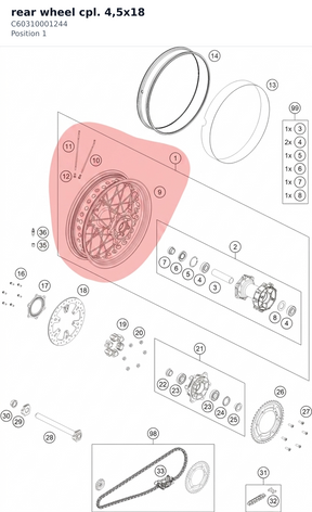 Diagram preview: rear wheel cpl. 4,5x18 (C60310001244)