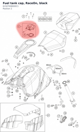 Diagram preview: Fuel tank cap, RaceOn, black (61507008000C1)