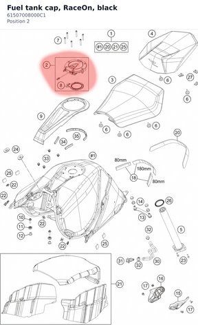 Diagram preview: Fuel tank cap, RaceOn, black (61507008000C1)