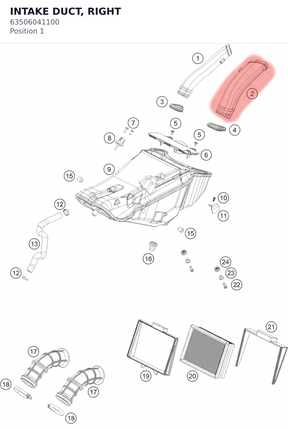 Diagram preview: INTAKE DUCT, RIGHT (63506041100)