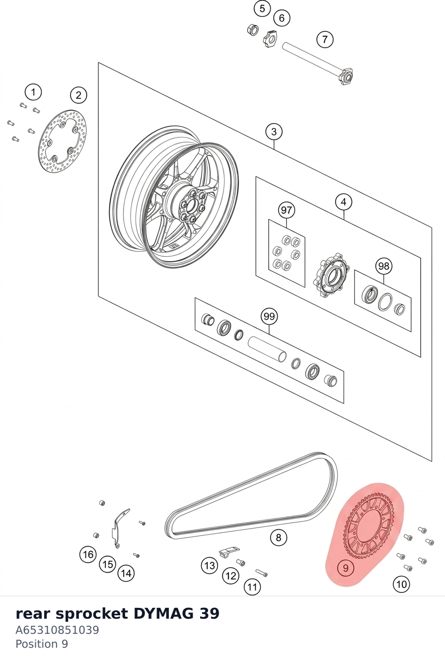 Diagram preview: rear sprocket DYMAG 39 (A65310851039)