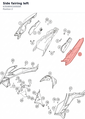 Diagram preview: Side fairing left (63508041000EBA)