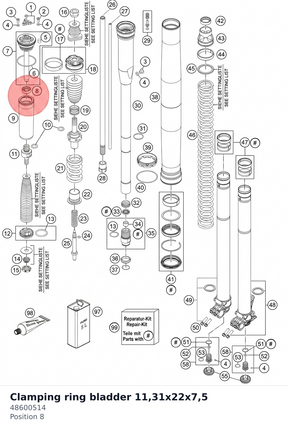 Diagram preview: Clamping ring bladder 11,31x22x7,5 (48600514)