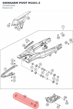 Diagram preview: SWINGARM PIVOT M16X1.5 (76704037000)