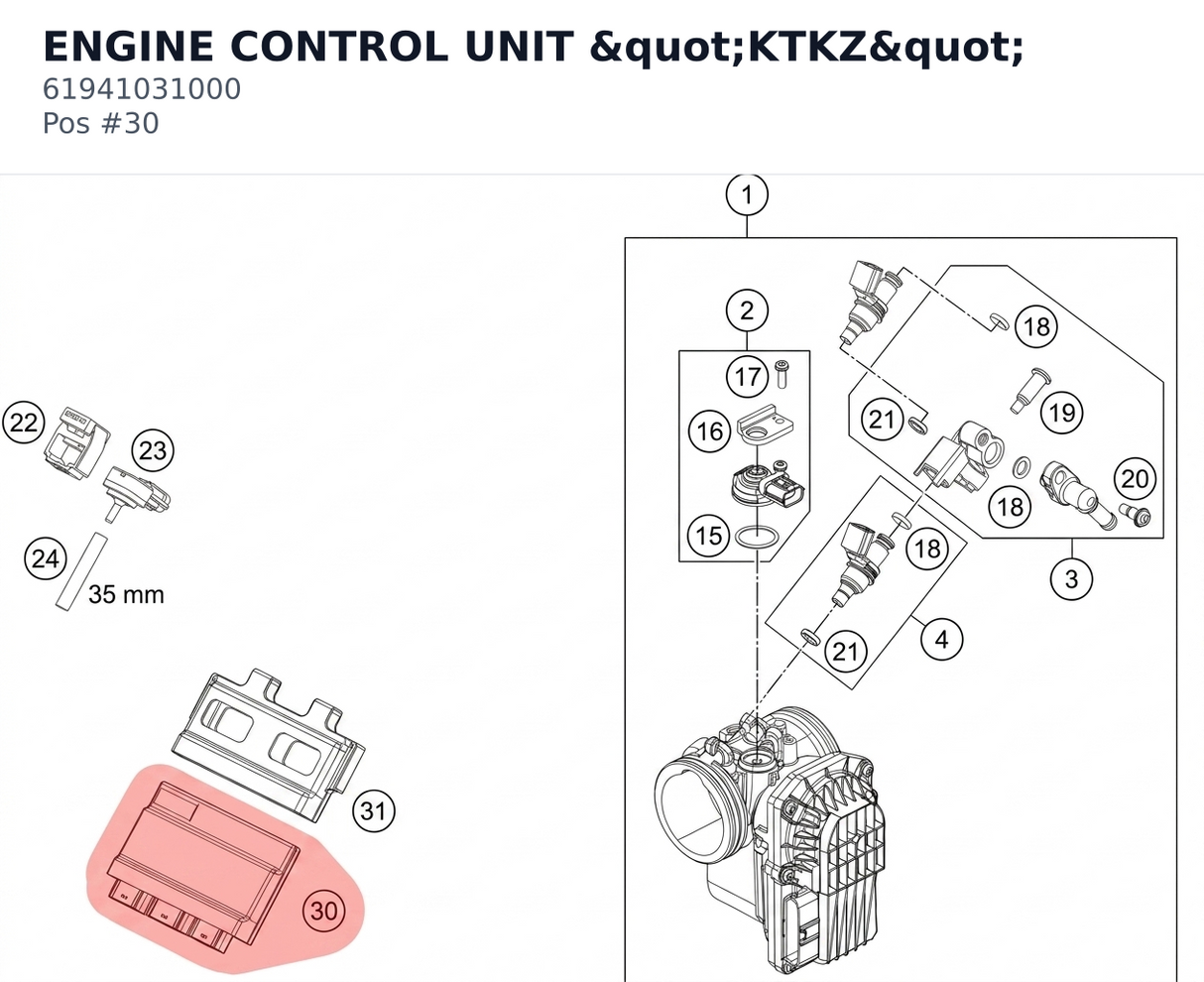 Diagram preview: ENGINE CONTROL UNIT "KTKZ" (61941031000)