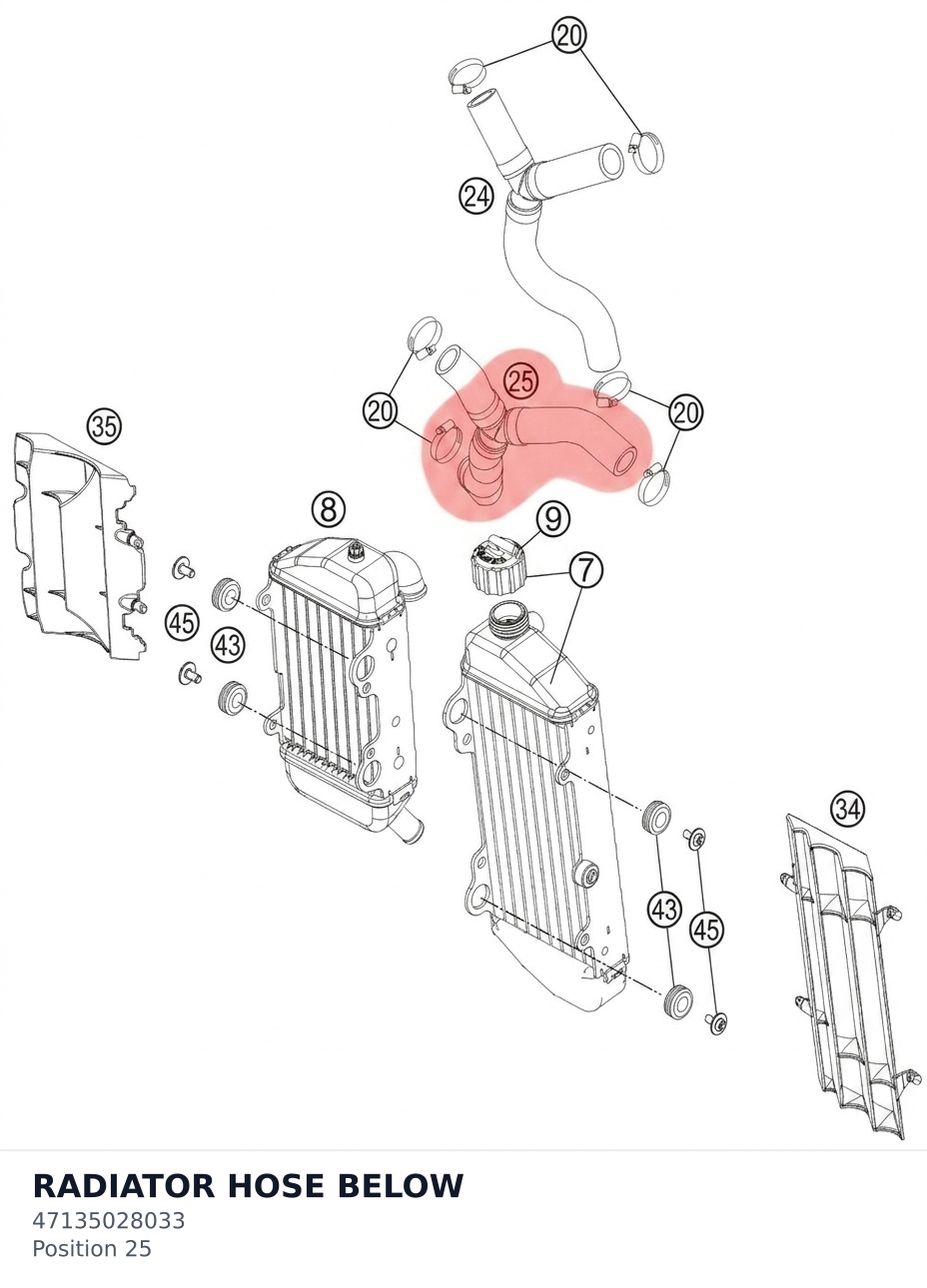 Diagram preview: RADIATOR HOSE BELOW (47135028033)
