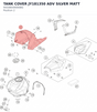 Diagram preview: TANK COVER JY181350 ADV SILVER MATT (94508049000BG)