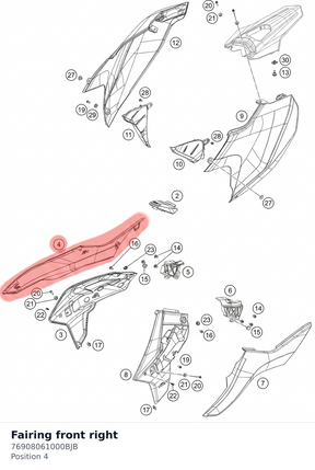 Diagram preview: Fairing front right (76908061000BJB)