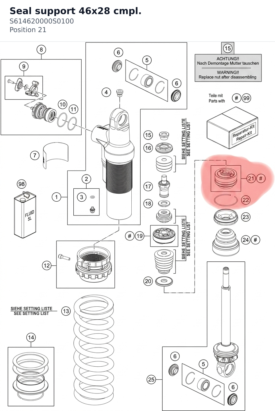 Diagram preview: Seal support 46x28 cmpl. (S614620000S0100)