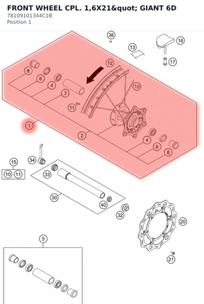 Diagram preview: FRONT WHEEL CPL. 1,6X21" GIANT 6D (78109101344C1B)
