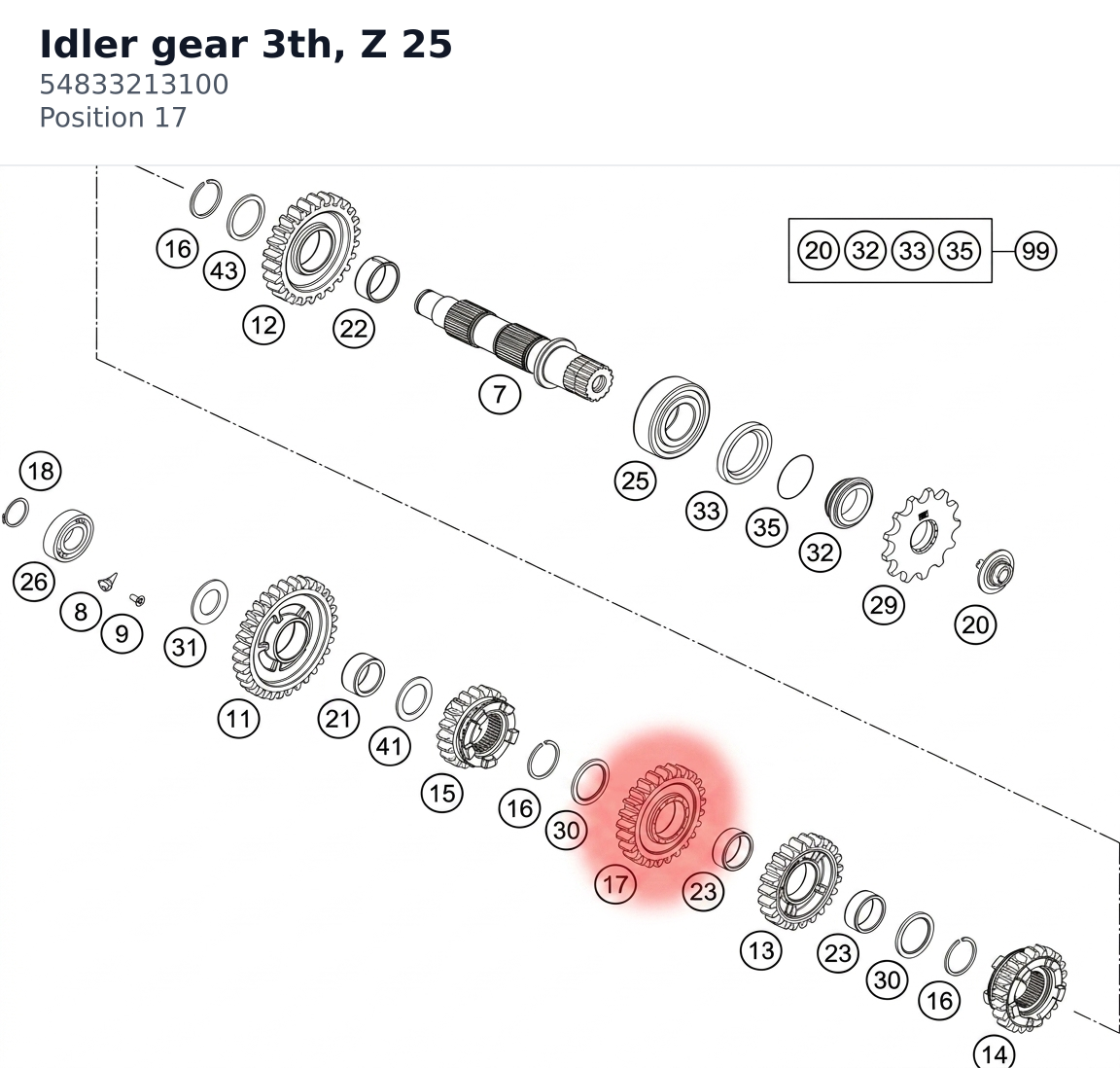 Diagram preview: Idler gear 3th, Z 25 (54833213100)