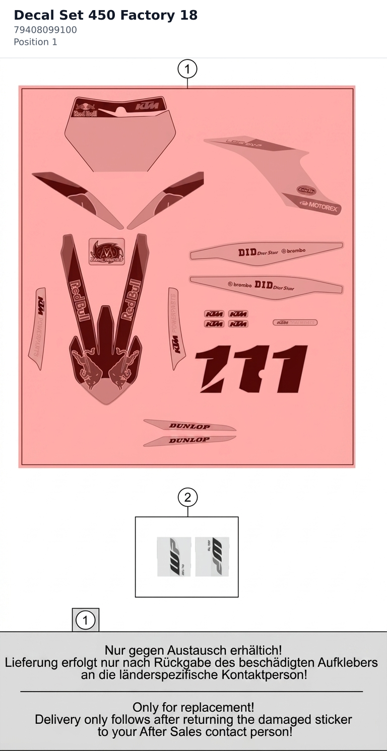 Diagram preview: Decal Set 450 Factory 18 (79408099100)