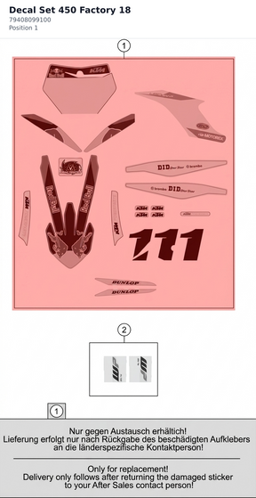 Diagram preview: Decal Set 450 Factory 18 (79408099100)