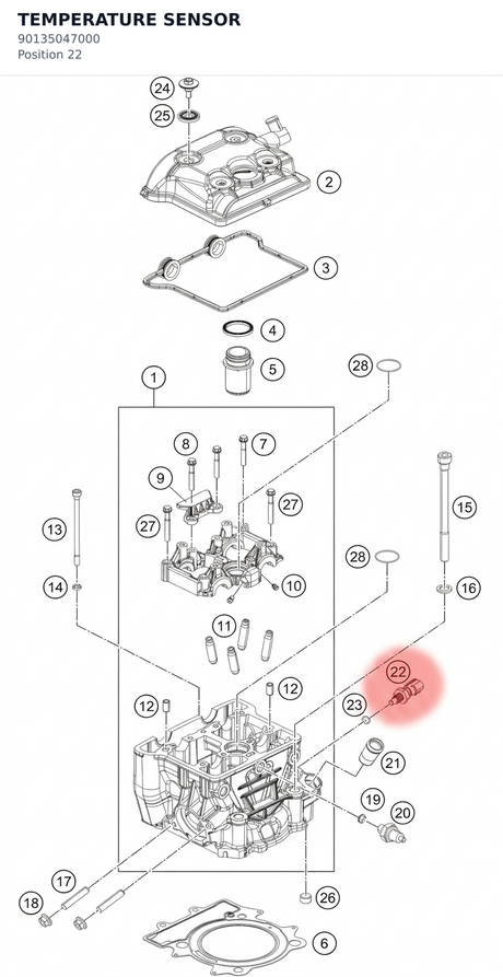 Diagram preview: TEMPERATURE SENSOR (90135047000)