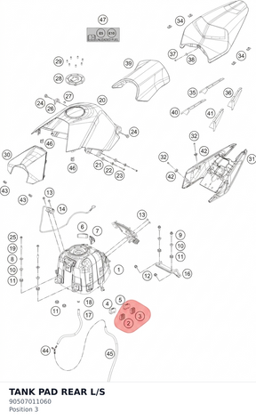 Diagram preview: TANK PAD REAR L/S (90507011060)