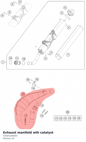 Diagram preview: Exhaust manifold wth catalyst (55605109000)