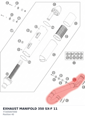 Diagram preview: EXHAUST MANIFOLD 350 SX-F   11 (77205007000)