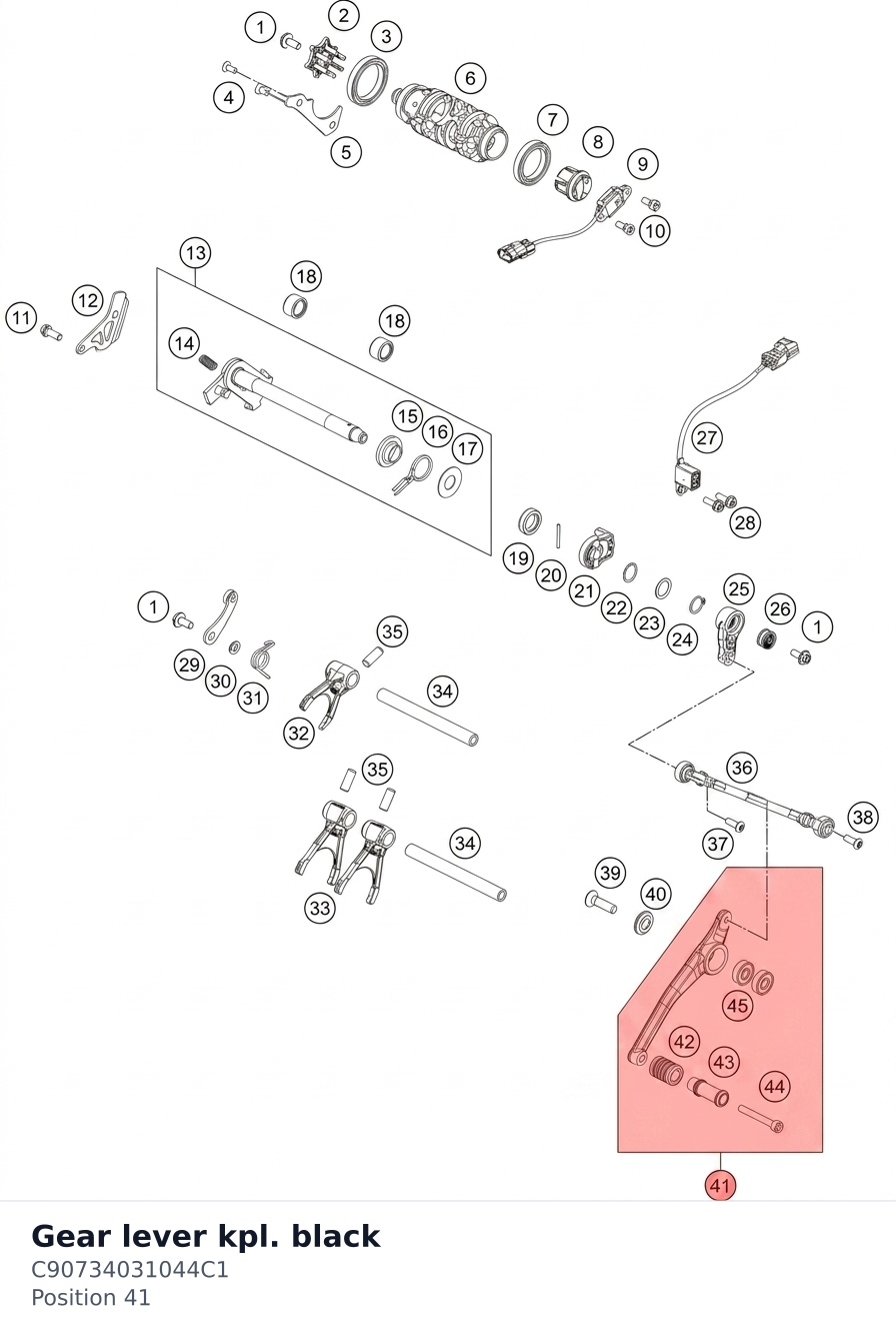 Diagram preview: Gear lever kpl. black (C90734031044C1)