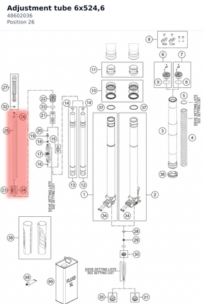 Diagram preview: Adjustment tube 6x524,6 (48602036)