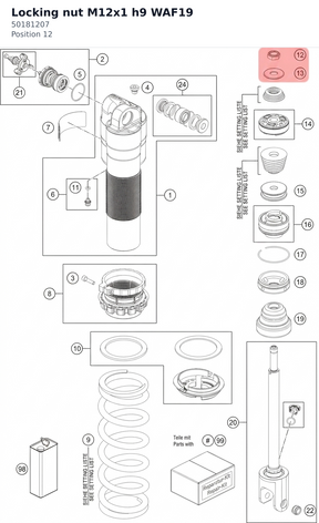 Diagram preview: Locking nut M12x1 h9 WAF19 (50181207)