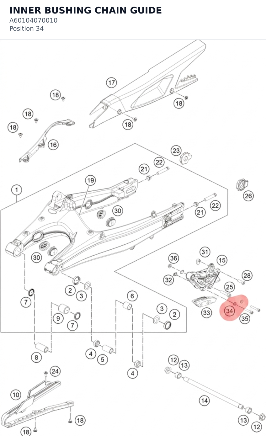 Diagram preview: INNER BUSHING CHAIN GUIDE (A60104070010)