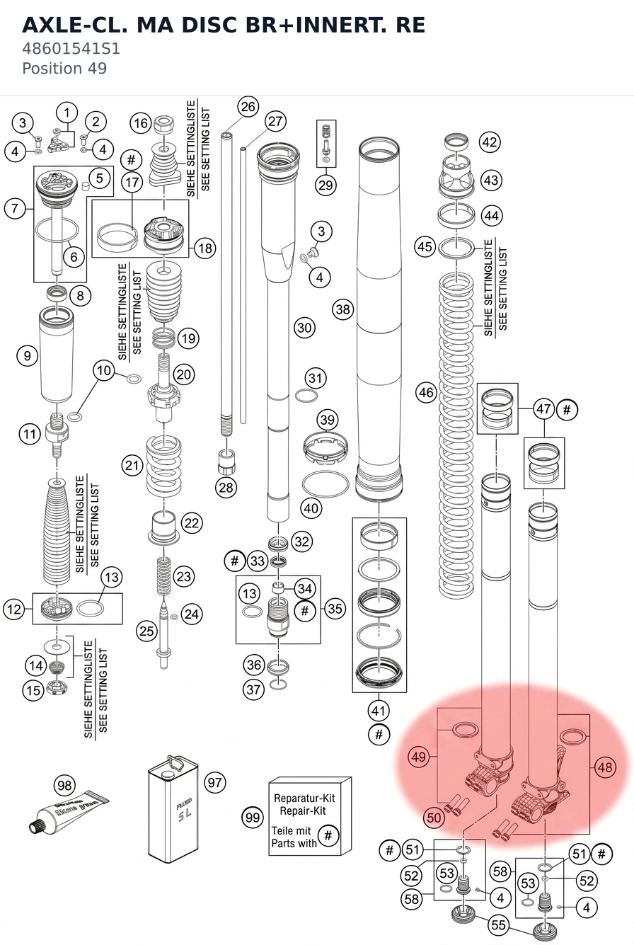 Diagram preview: AXLE-CL. MA DISC BR+INNERT. RE (48601541S1)