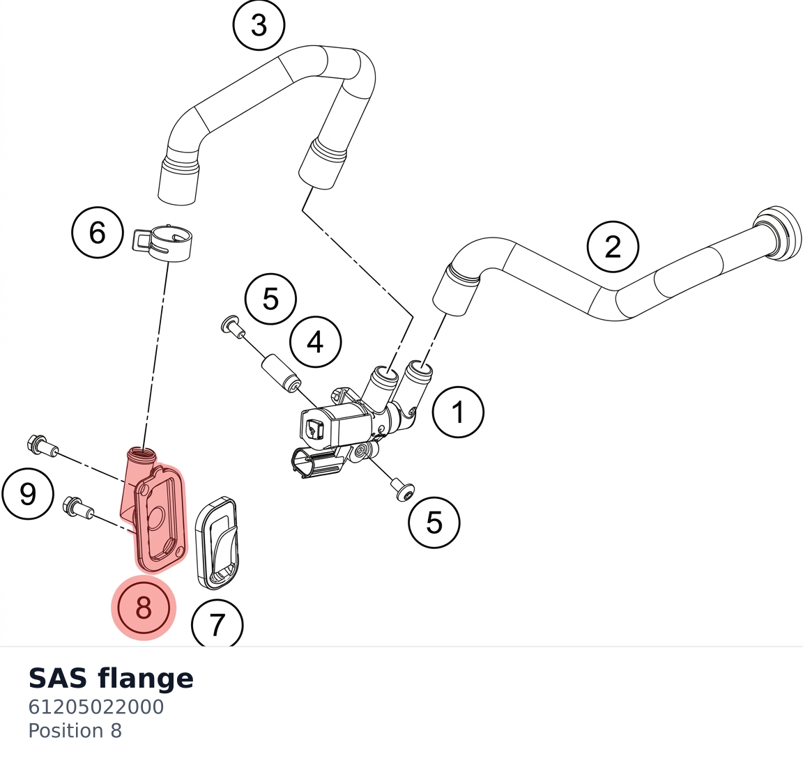 Diagram preview: SAS flange (61205022000)