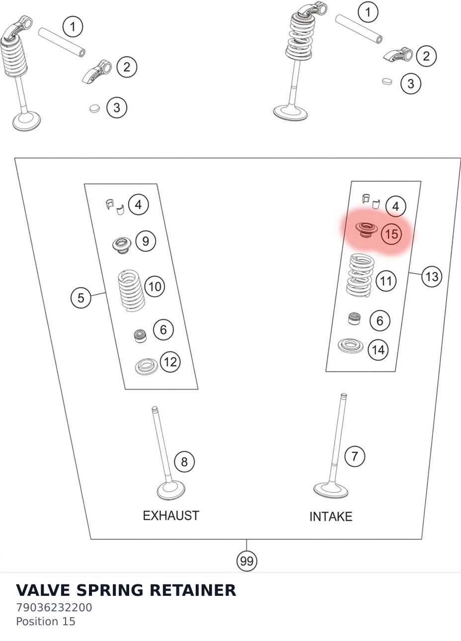 Diagram preview: VALVE SPRING RETAINER (79036232200)