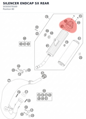 Diagram preview: SILENCER ENDCAP SX REAR (50305079169)