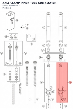 Diagram preview: AXLE CLAMP INNER TUBE SUB ASSY(LH) (S444310008S00C1)