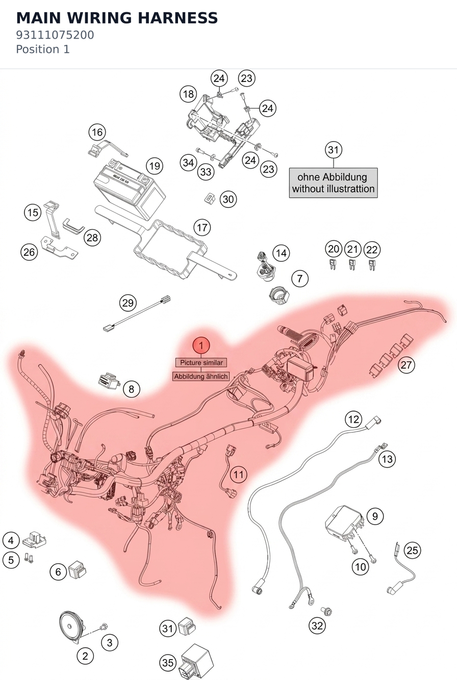 Diagram preview: MAIN WIRING HARNESS (93111075200)