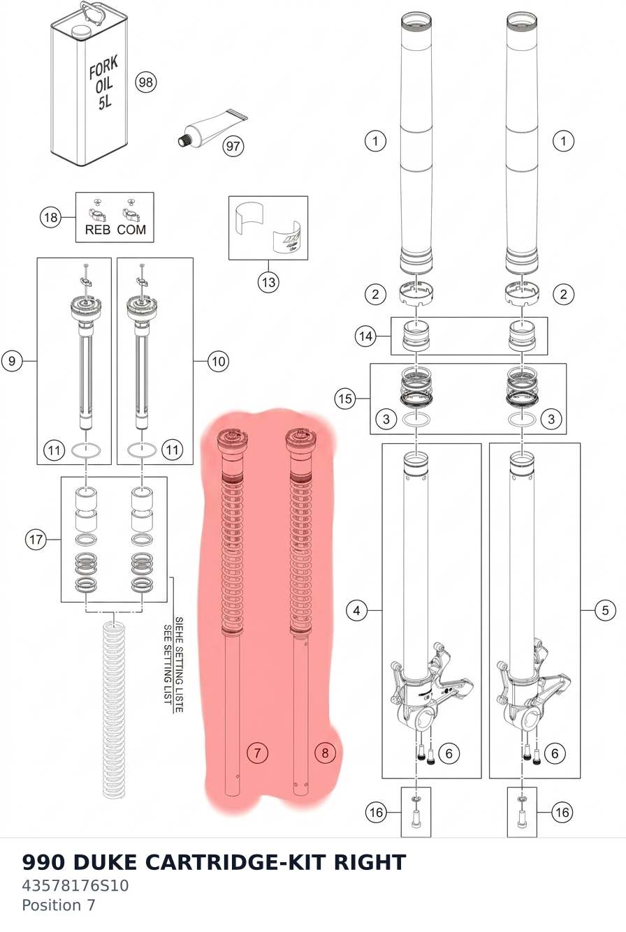 Diagram preview: 990 DUKE CARTRIDGE-KIT RIGHT (43578176S10)