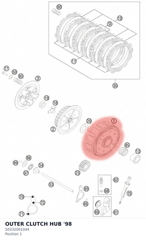 Diagram preview: OUTER CLUTCH HUB           '98 (50332001044)