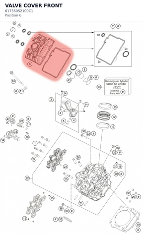 Diagram preview: VALVE COVER FRONT (61736052100C1)