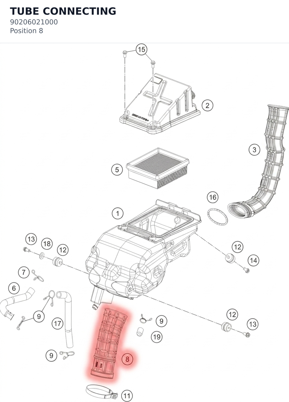 Diagram preview: TUBE CONNECTING (90206021000)